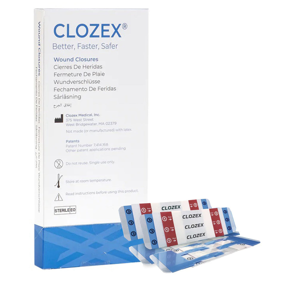 Skin Closure Device Clozex® 1-1/2 X 1-3/8 Inch Polyurethane, Polyester, Medical Grade Acrylic Interlaced Closure Strip Clear