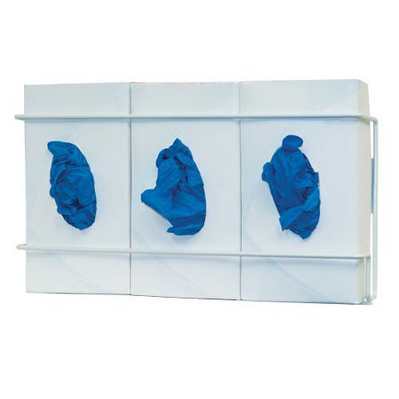 Glove Box Holder Horizontal or Vertical Mounted 3-Box Capacity White 3.75 X 8.16 X 16.32 Inch Coated Wire - Housekeeping>D...