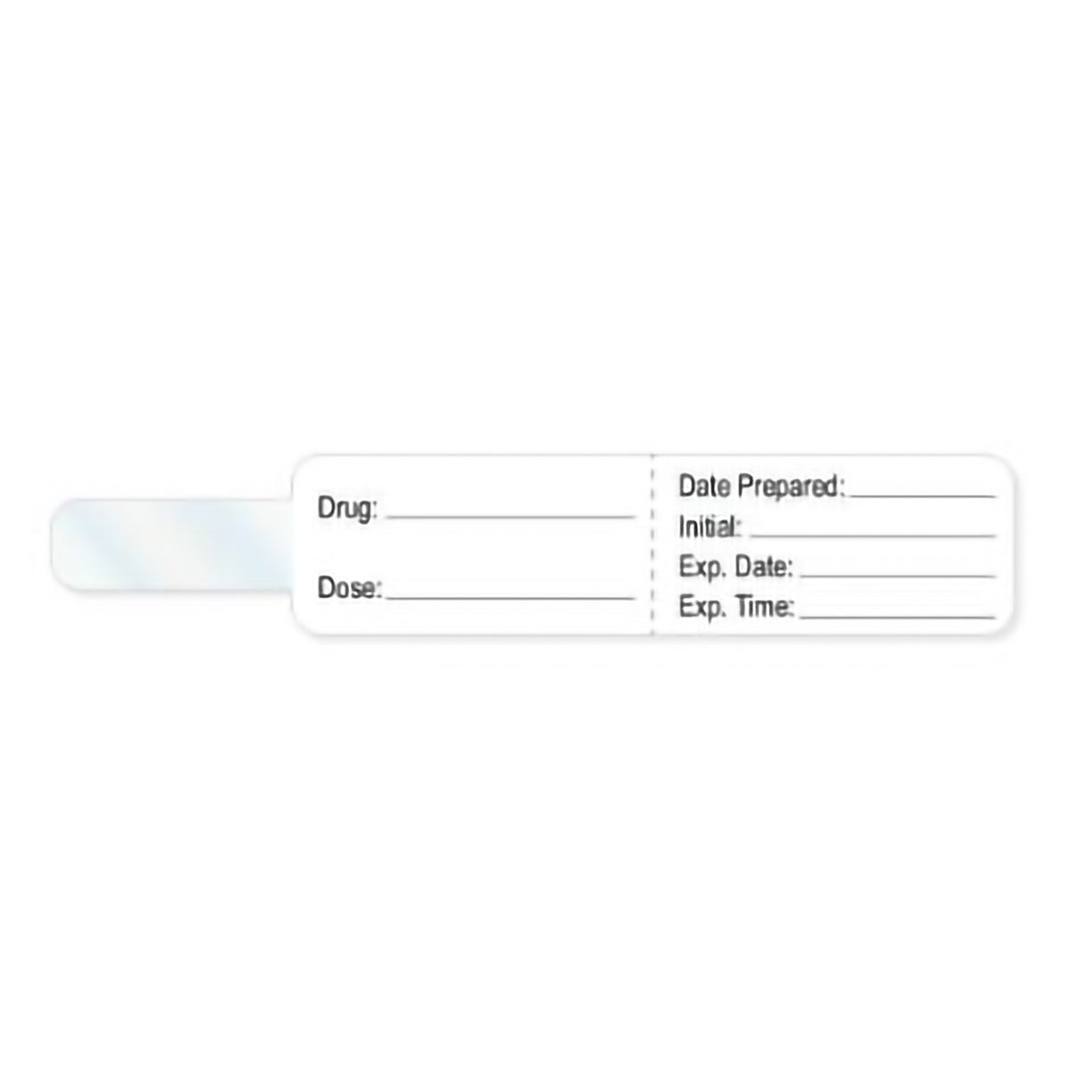 Pre-Printed Label PDC® Anesthesia Label White Drug_ Date_Int_Exp Date_Exp TIme_ Black Syringe Label 3/4 X 4 Inch