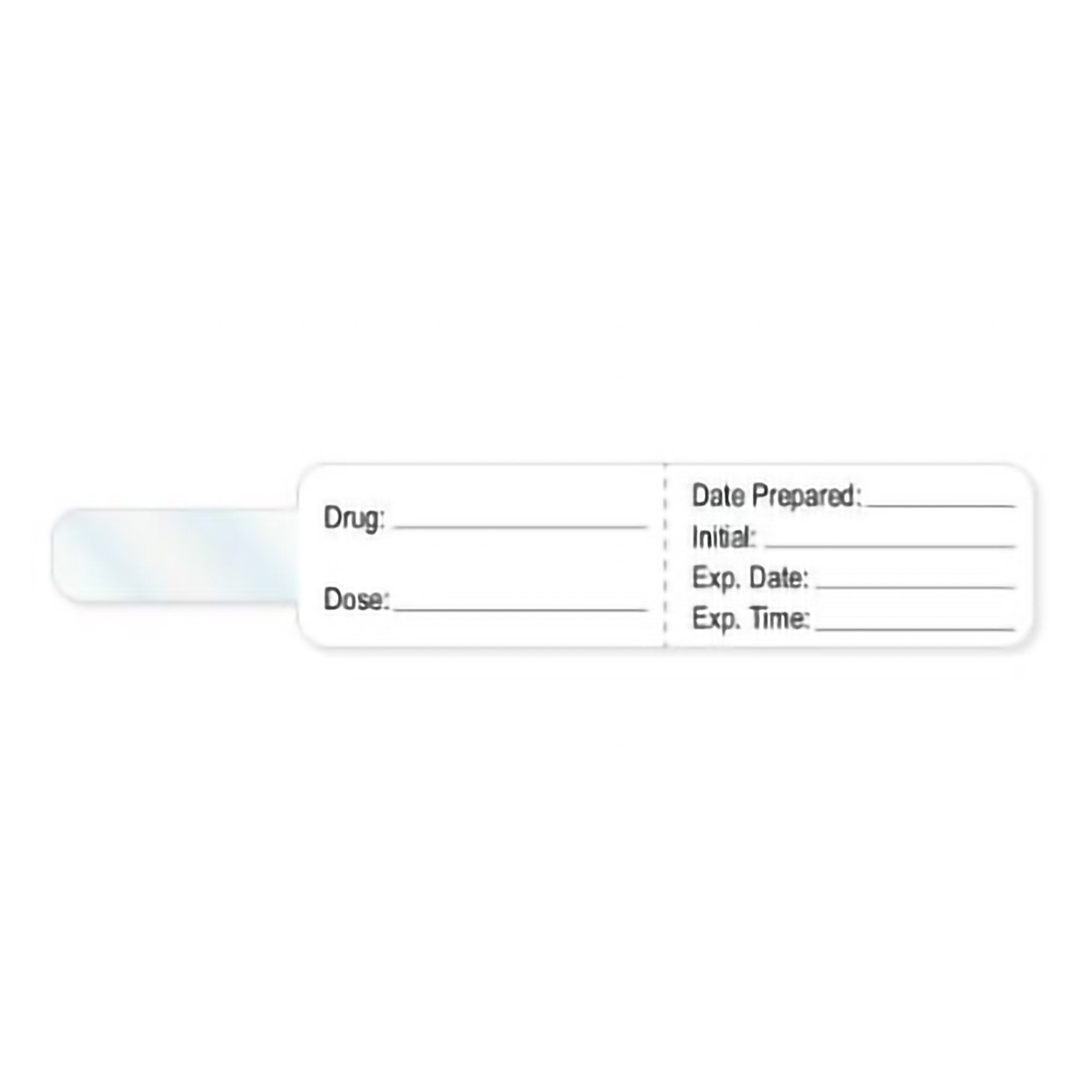 Pre-Printed Label PDC® Anesthesia Label White Drug_ Date_Int_Exp Date_Exp TIme_ Black Syringe Label 3/4 X 4 Inch