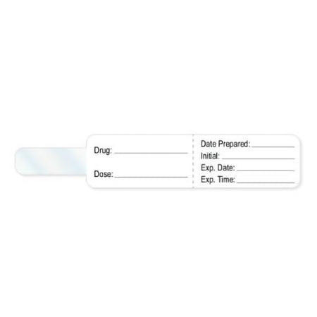 Pre-Printed Label PDC® Anesthesia Label White Drug_ Date_Int_Exp Date_Exp TIme_ Black Syringe Label 3/4 X 4 Inch
