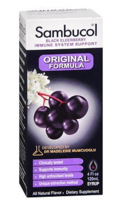 Dietary Supplement Sambucol® Natural Ingredients Syrup 4 oz. Black Elderberry Flavor