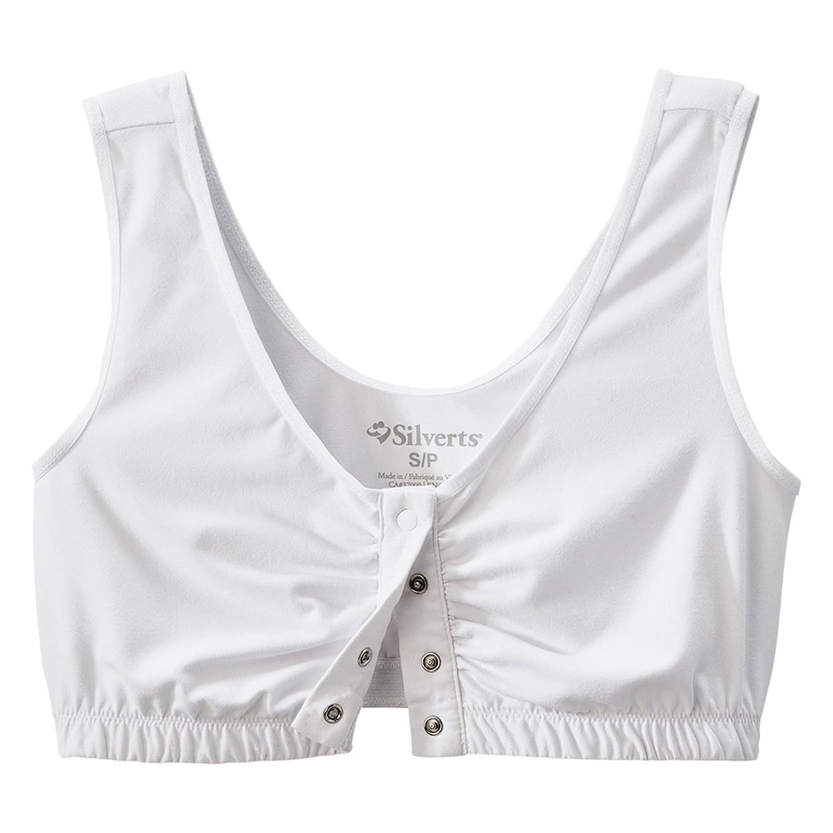 Adaptive Front Closure Bra Silverts® White Large 42 to 44 Inch