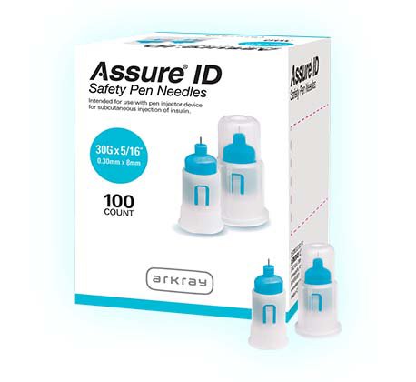 Safety Insulin Pen Needle Assure® ID 30 Gauge 8 mm Length Automatic Safety Without Back-End Shield