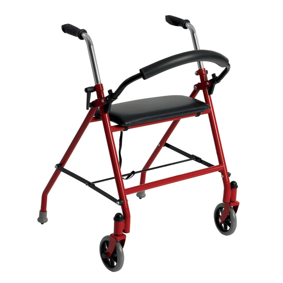 Dual Release Folding Walker with Wheels and Seat Adjustable Height drive™ Aluminum Frame 300 lbs. Weight Capacity 29 to 38 Inch Height