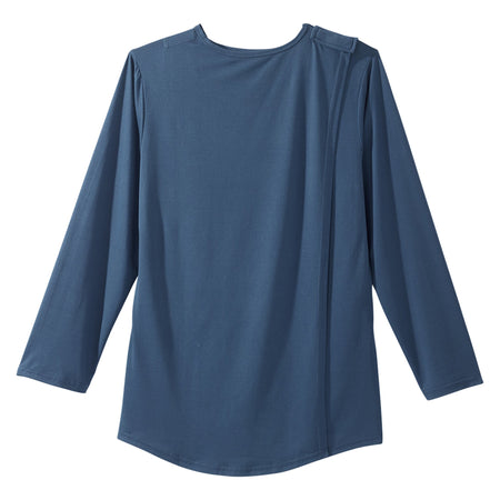 Adaptive Shirt Silverts® 3X-Large Navy Blue Without Pockets Long Sleeve Female
