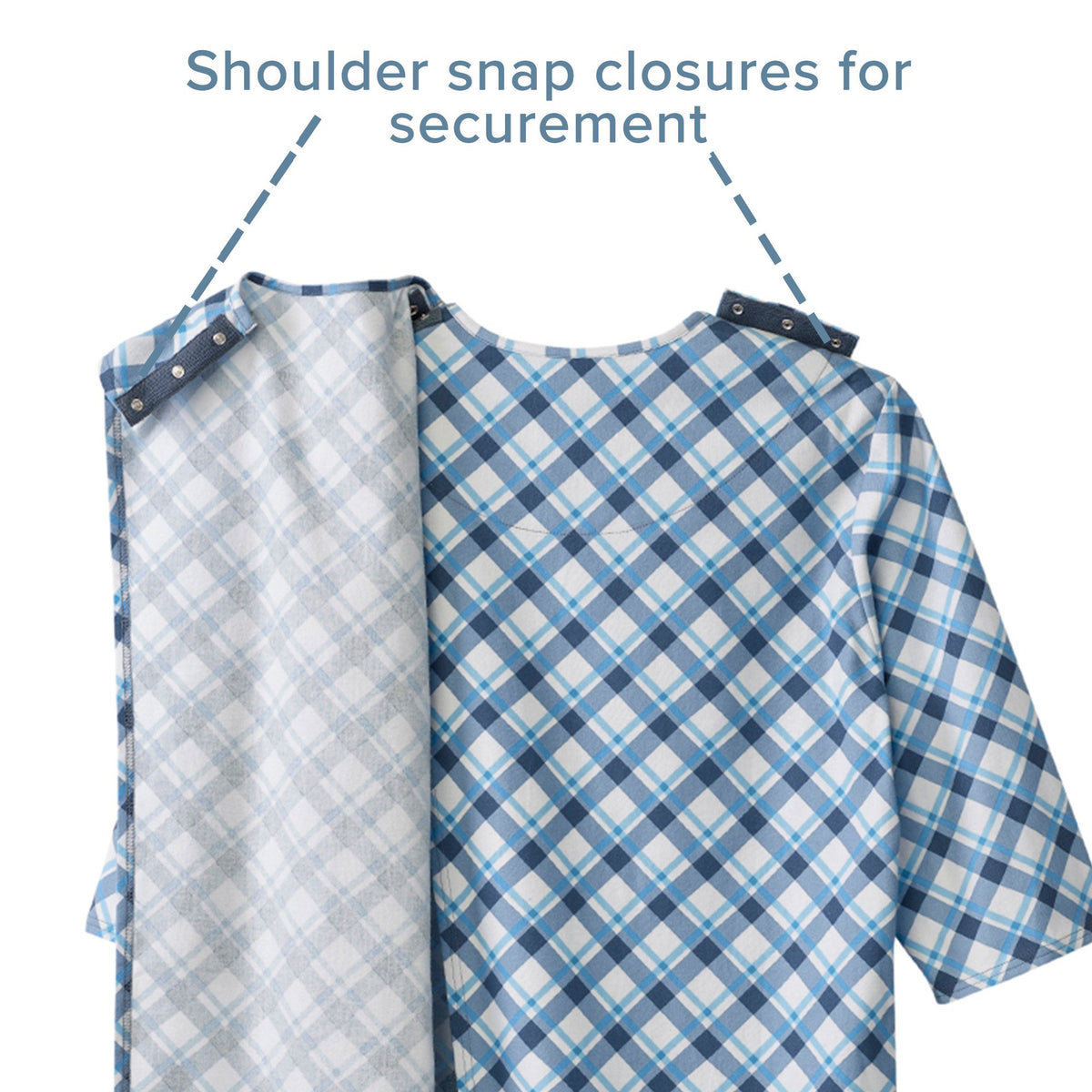 Silverts® Shoulder Snap Patient Exam Gown, Large, Diagonal Blue Plaid