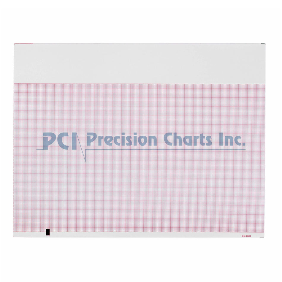Diagnostic ECG Recording Paper Precision Charts Thermal Paper 8-1/2 X 11 Inch Z-Fold Red Grid