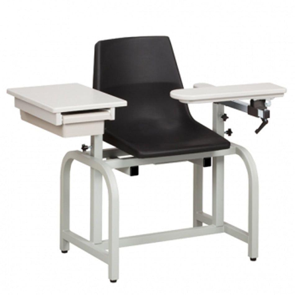 Blood Drawing Chair with Drawer Lab Series ClintonClean™ Single Adjustable Flip Up Armrest Black