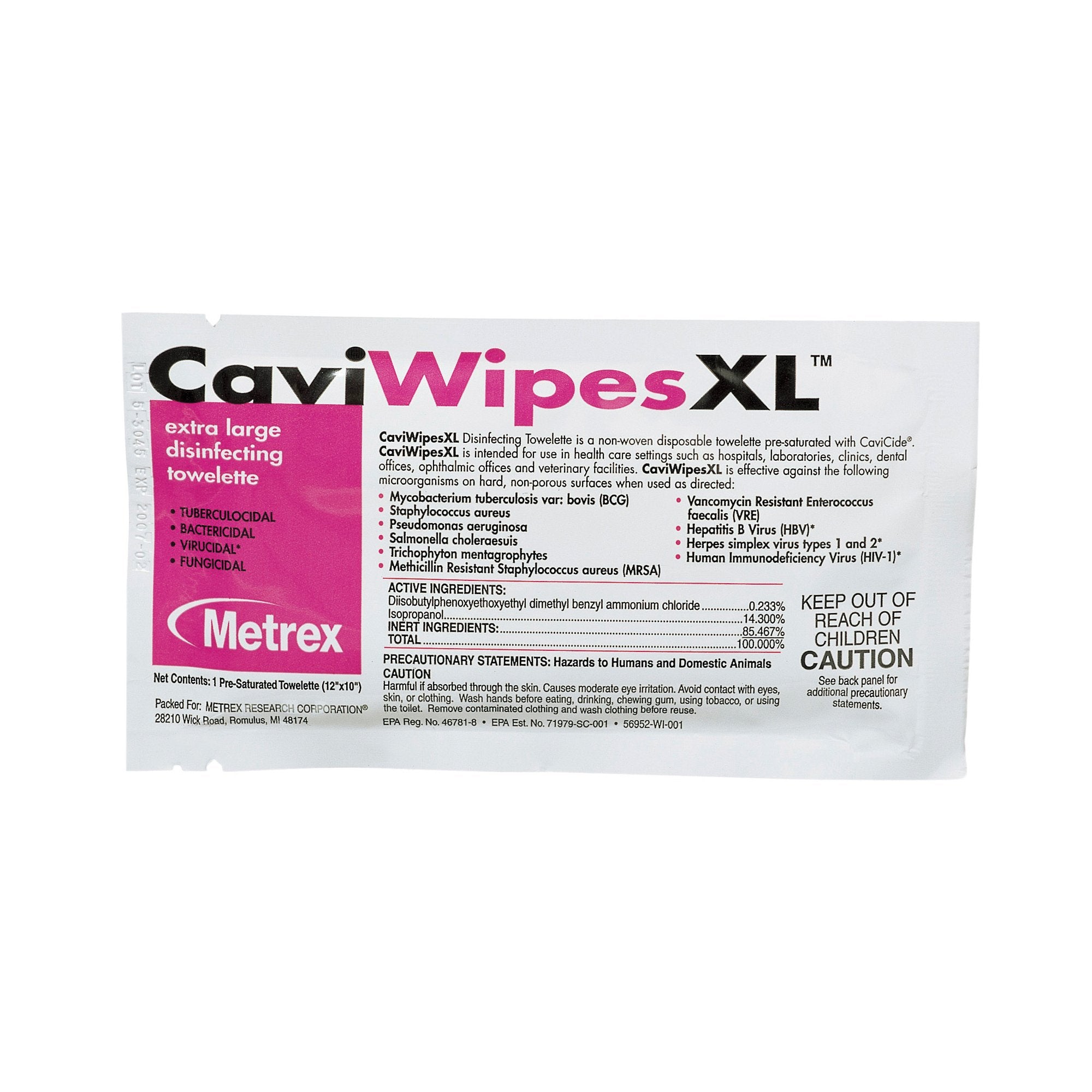 Metrex CaviWipes Surface Disinfectant Alcohol-Based Wipes, 10 x 12 Inch - Housekeeping>Cleaners and Disinfectants - Metrex...