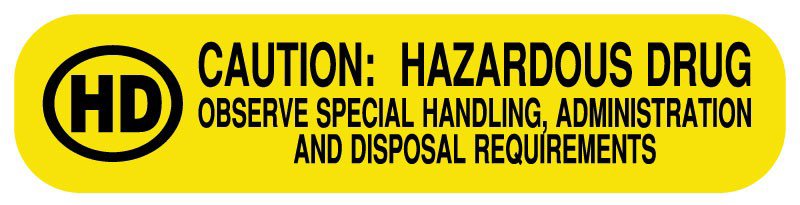 Pre-Printed Label UAL™ Warning Label Yellow Paper Caution: Hazardous Drug Black Syringe Label 3/8 X 1-5/8 Inch