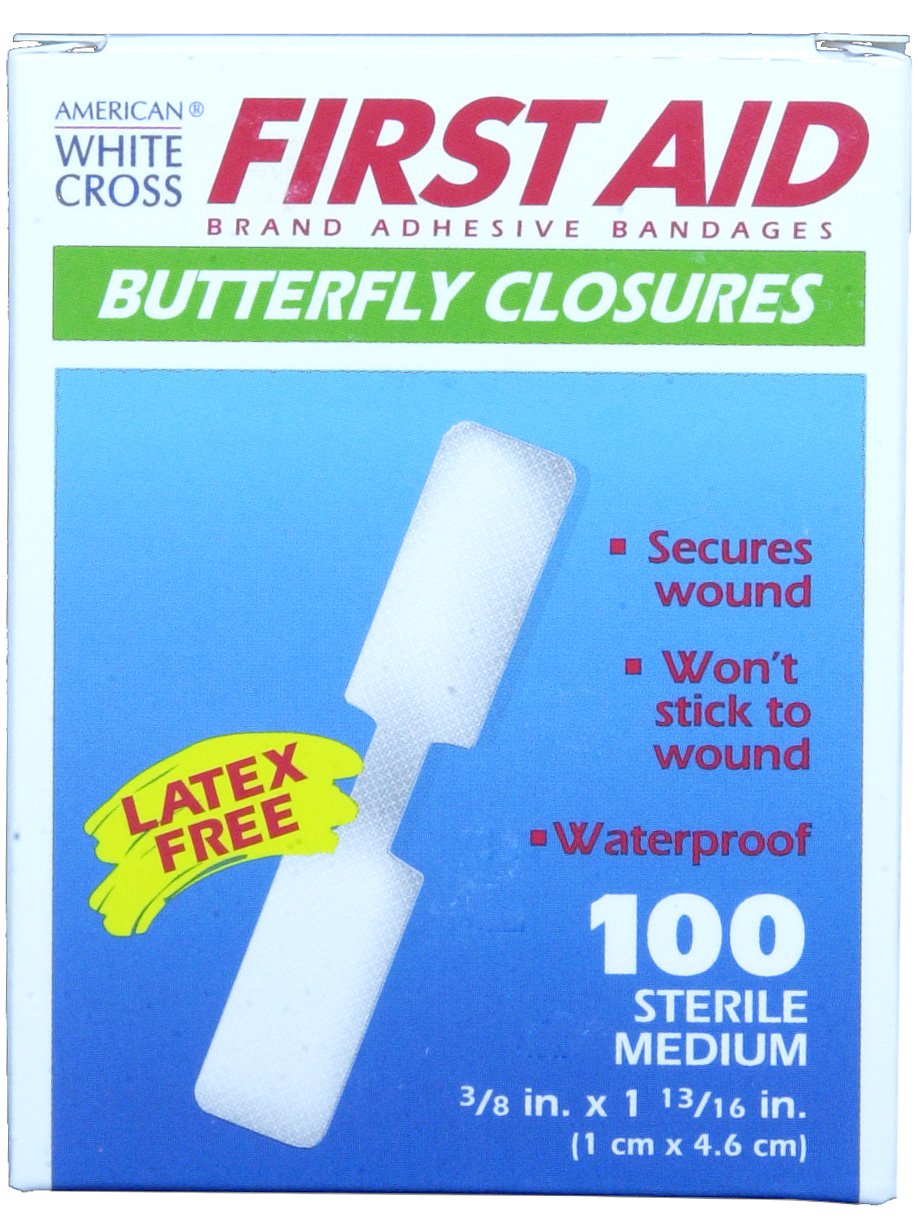 Skin Closure Strip First Aid Brand 3/8 X 1-13/16 Inch Nonwoven Material Butterfly Closure White