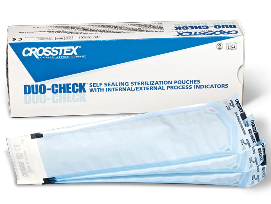 Sterilization Pouch Duo-Check® Ethylene Oxide (EO) Gas / Steam 8 X 16 Inch Transparent / Blue Self Seal Paper / Film