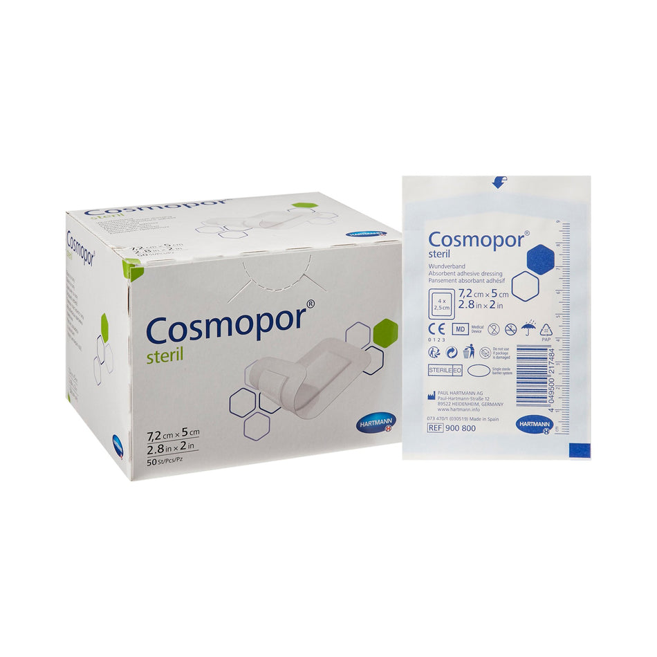 Adhesive Dressing Cosmopor® Steril 2 X 2- 4/5 Inch Nonwoven Rectangle White Sterile