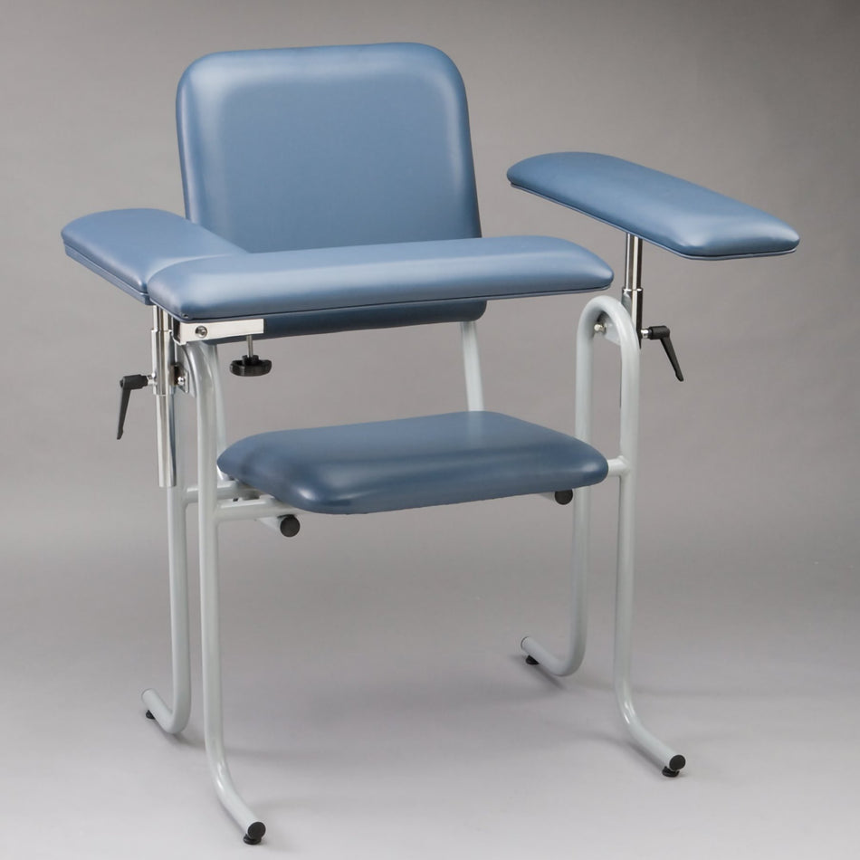Blood Drawing Chair McKesson 1 Straight Arm / 1 Flip Up Arm Blue