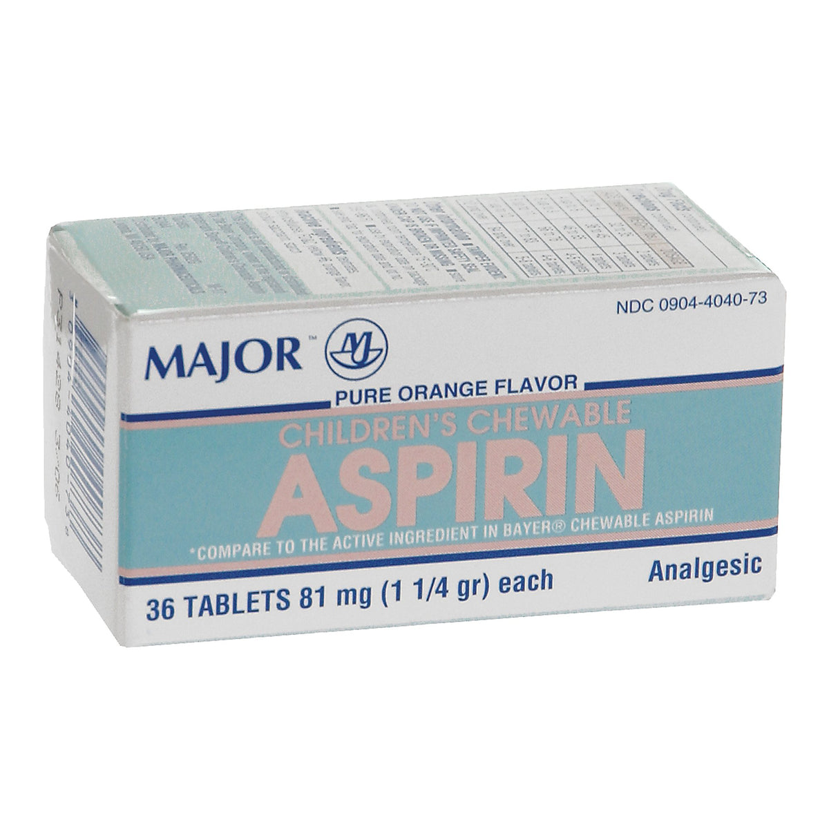 Major™ Children's Chewable Aspirin, Orange Flavor Analgesic - Pharmaceuticals>Over the Counter>Pain Relief - Major Pharmac...