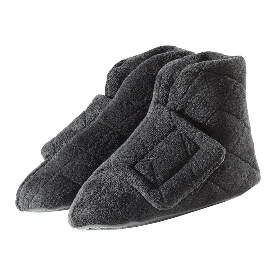 Bootie Slippers Silverts® Female Adult X-Large / X-Wide Hard Sole Single Patient Use Black