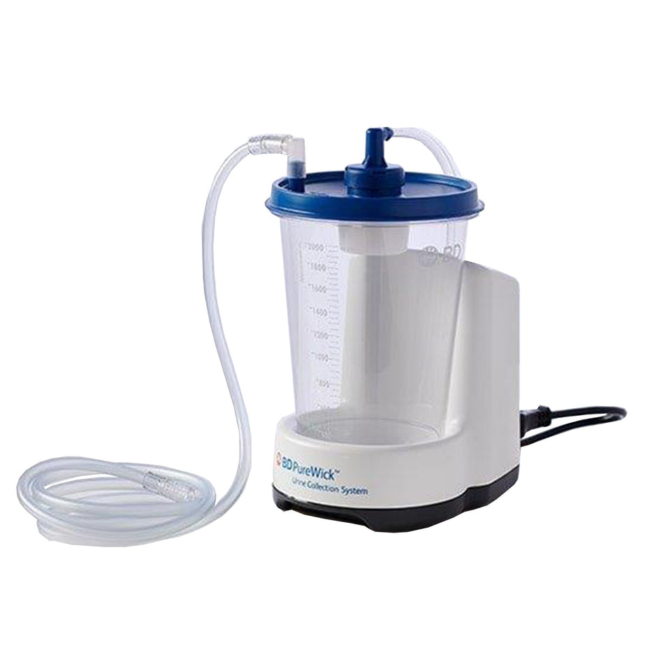 Urine Collection System PureWick™ Suction Pump, 2000 mL Collection Canister with Lid, Pump Tubing, Collector Tubing, Elbow Connector, 2 Privacy Covers, Power Cord
