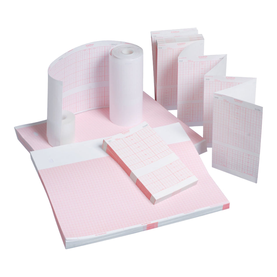 Diagnostic ECG Recording Paper Airlife® Thermal Paper Z-Fold Red Grid