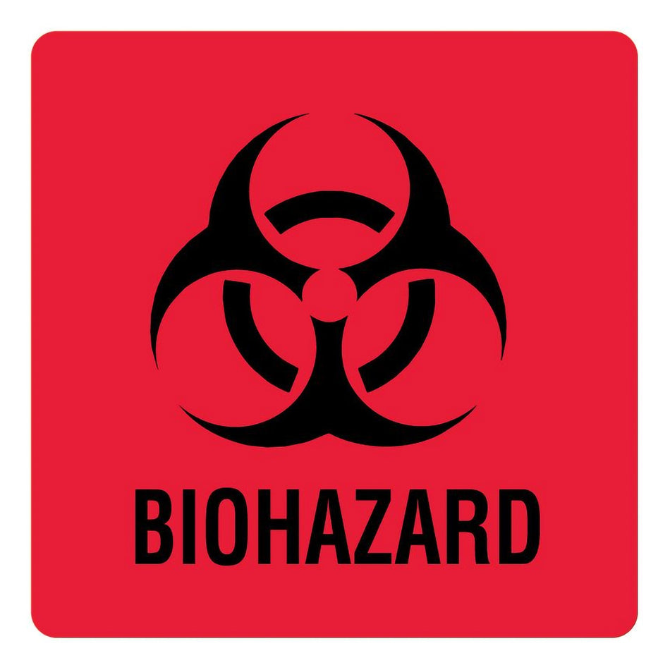 Pre-Printed Label UAL™ Warning Label Red Paper Biohazard / Symbol Black Biohazard 3 X 3 Inch
