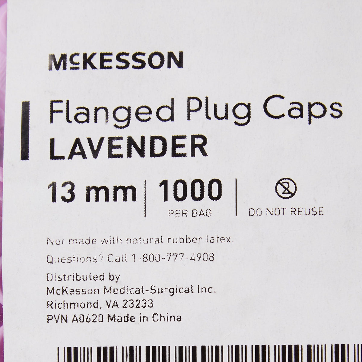 McKesson Lavender Tube Closure for use with 13 mm Blood Drawing Tubes, Glass Test Tubes, Plastic Culture Tubes