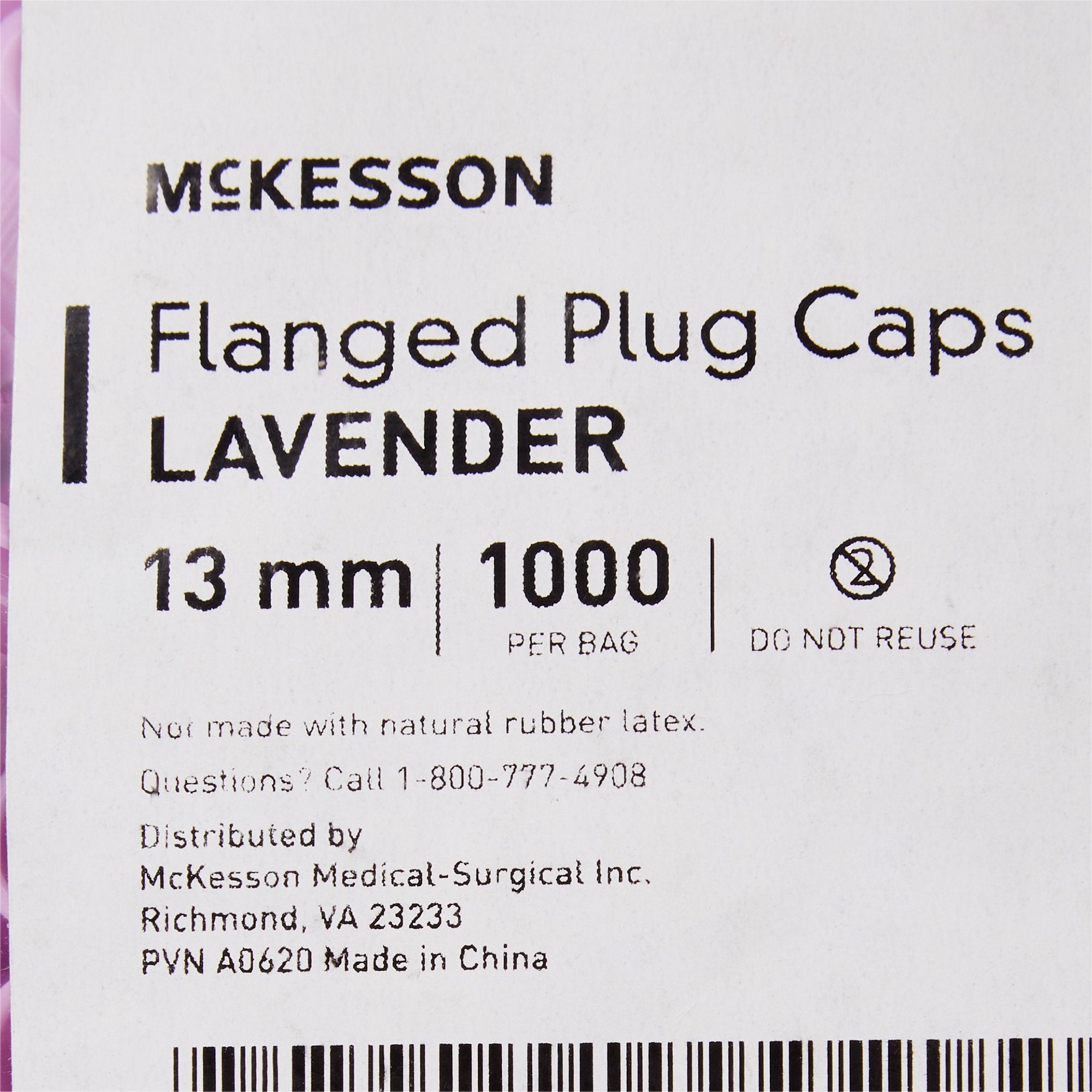 McKesson Lavender Tube Closure for use with 13 mm Blood Drawing Tubes, Glass Test Tubes, Plastic Culture Tubes