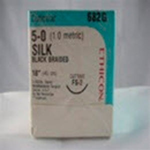 Nonabsorbable Suture with Needle Perma-Hand™ Silk FS-2 3/8 Circle Reverse Cutting Needle Size 5 - 0 Braided