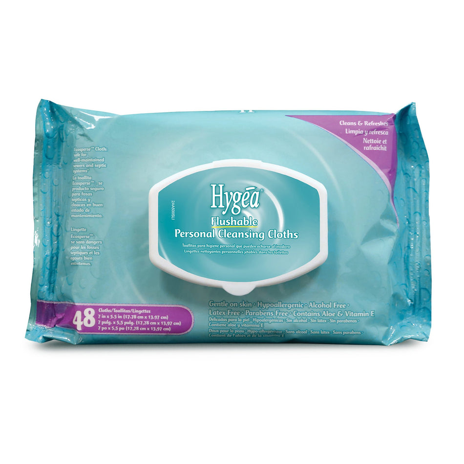 Flushable Personal Wipe Hygea® Soft Pack Scented 48 Count
