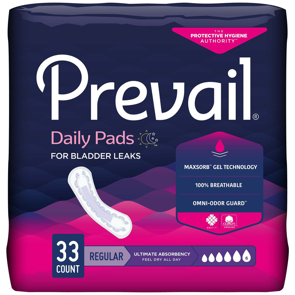 Bladder Control Pad Prevail® Daily Pads 16 Inch Length Heavy Absorbency Polymer Core One Size Fits Most