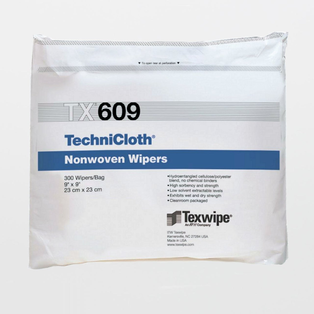 Cleanroom Wipe TechniCloth® 300 Count Bag 9 X 9 Inch NonSterile Disposable - Housekeeping>Pads, Sponges and Task Wipes - T...