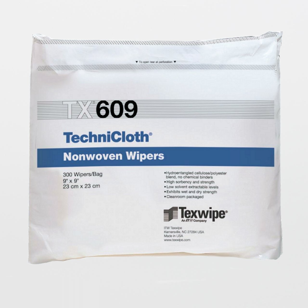 Cleanroom Wipe TechniCloth® 300 Count Bag 9 X 9 Inch NonSterile Disposable - Housekeeping>Pads, Sponges and Task Wipes - T...