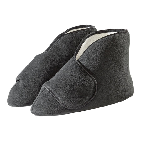 Diabetic Bootie Slippers Silverts® Unisex Adult Medium / X-Wide Hard Sole Single Patient Use Black