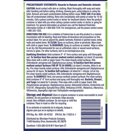 Microban® Surface Disinfectant / Sanitizer Quaternary Based Aerosol Spray Liquid 15 oz. Can Citrus Scent NonSterile