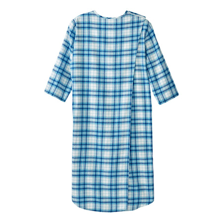 Silverts® Shoulder Snap Patient Exam Gown, Small, Turquoise Plaid