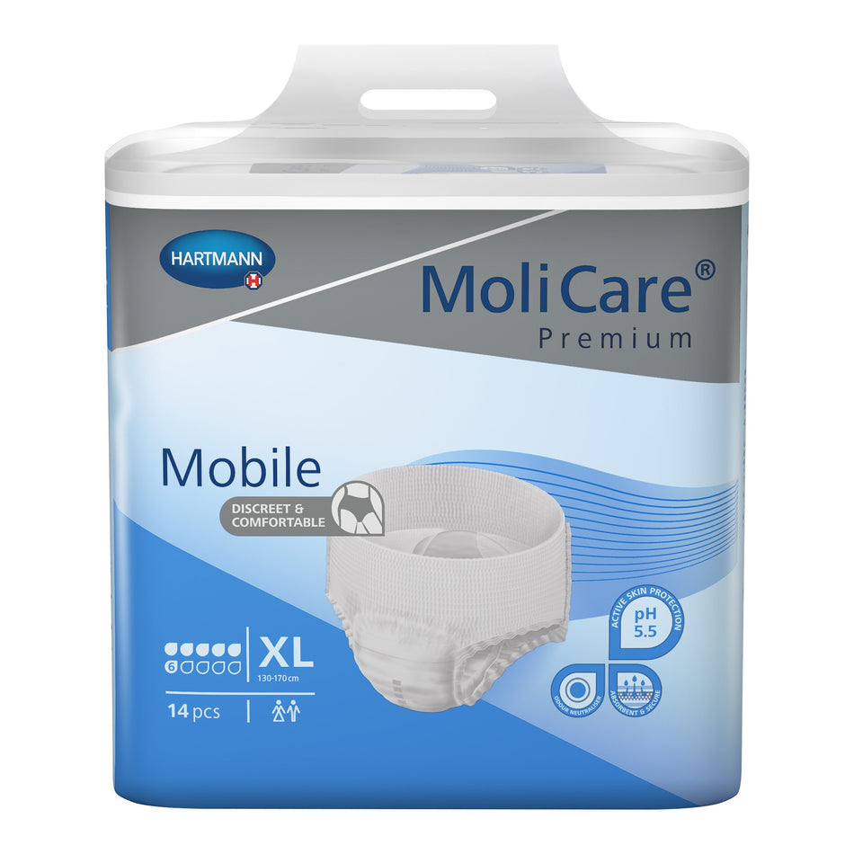 Unisex Adult Absorbent Underwear MoliCare® Premium Mobile 6D Pull On with Tear Away Seams X-Large Disposable Moderate Absorbency