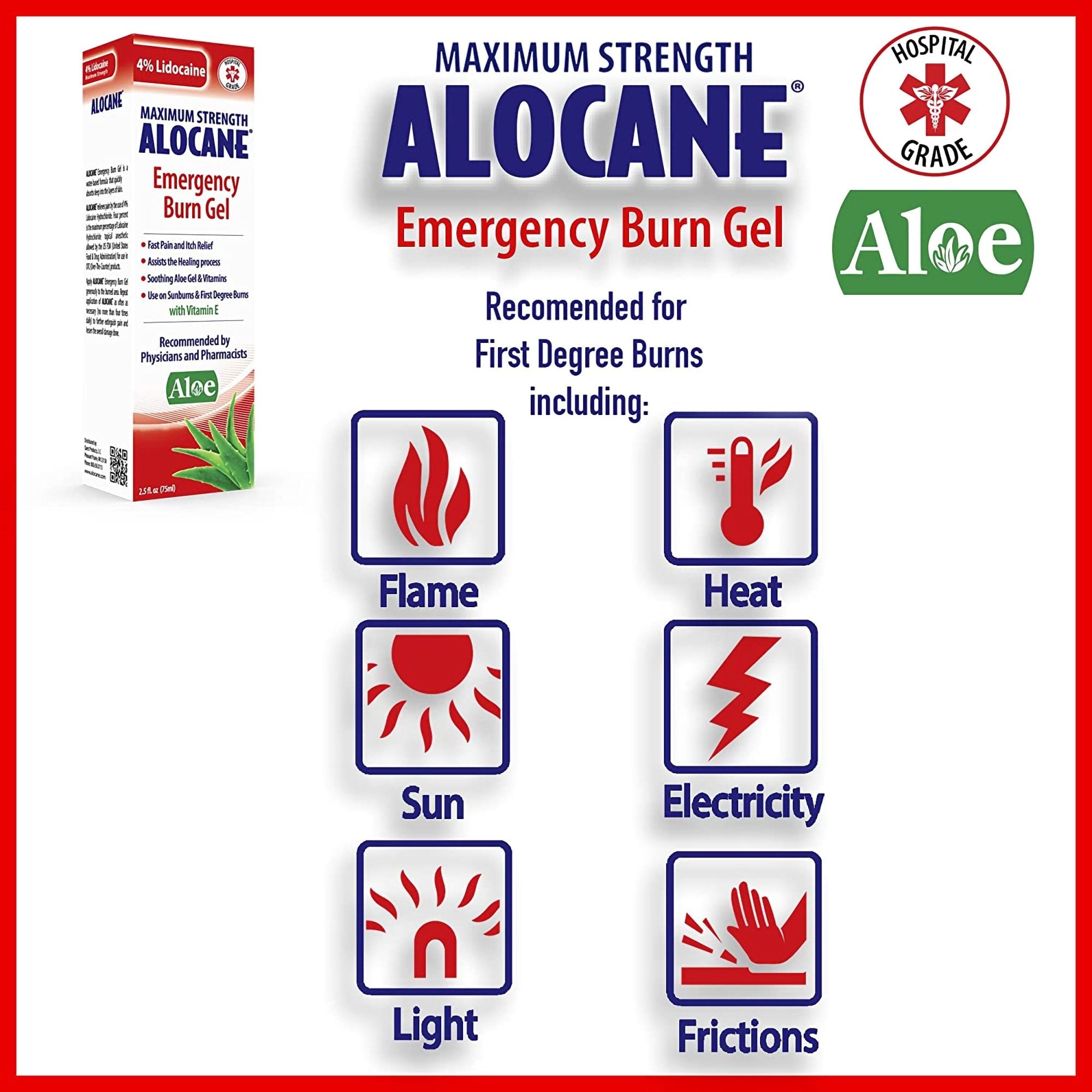 Alocane Emergency Burn Gel, Maximum Strength