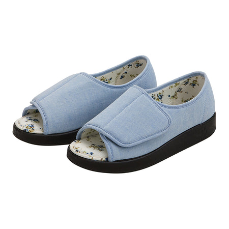 Silverts® Women's Indoor/Outdoor Extra Wide Open Toe Shoes, Denim, Size 11