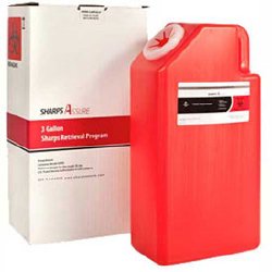 Mailback Sharps Container Sharps Assure Red Base Vertical Entry 3 Gallon