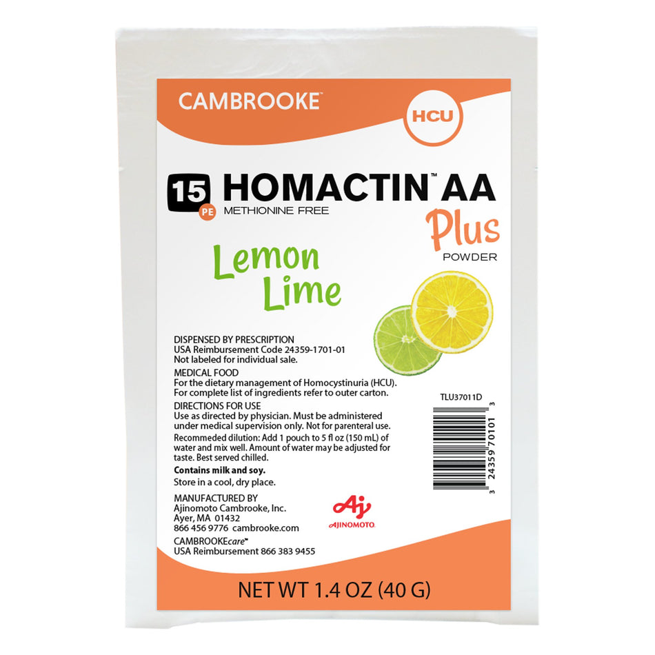Oral Supplement Homactin™ AA Plus Lemon-Lime Flavor Powder 1.4 oz. Individual Packet