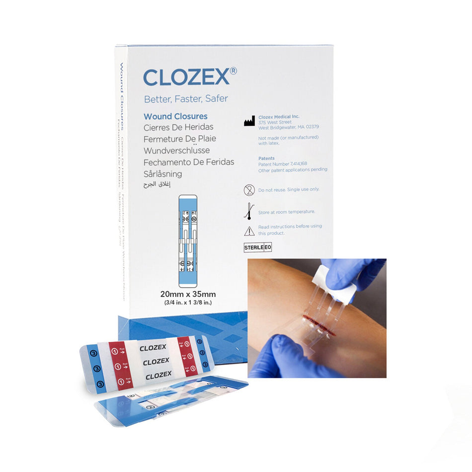 Skin Closure Device Clozex® 3/4 X 1-3/8 Inch Polyurethane, Polyester, Medical Grade Acrylic Interlaced Closure Strip Clear
