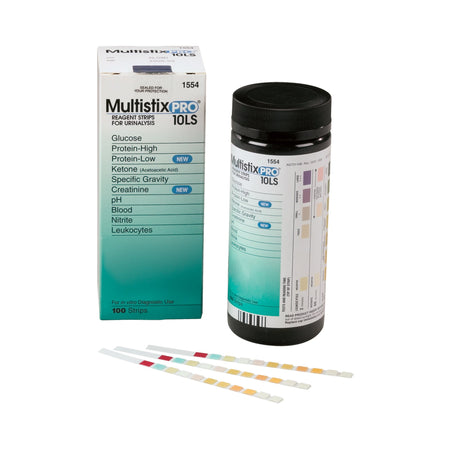 Multistix® PRO 10 LS Urinalysis Reagent for use with Clinitek 50 Urine Chemistry Analyzer, Blood, Creatinine, Glucose, Ketone, Leukocytes, Nitrite, pH, Protein and Specific Gravity tests