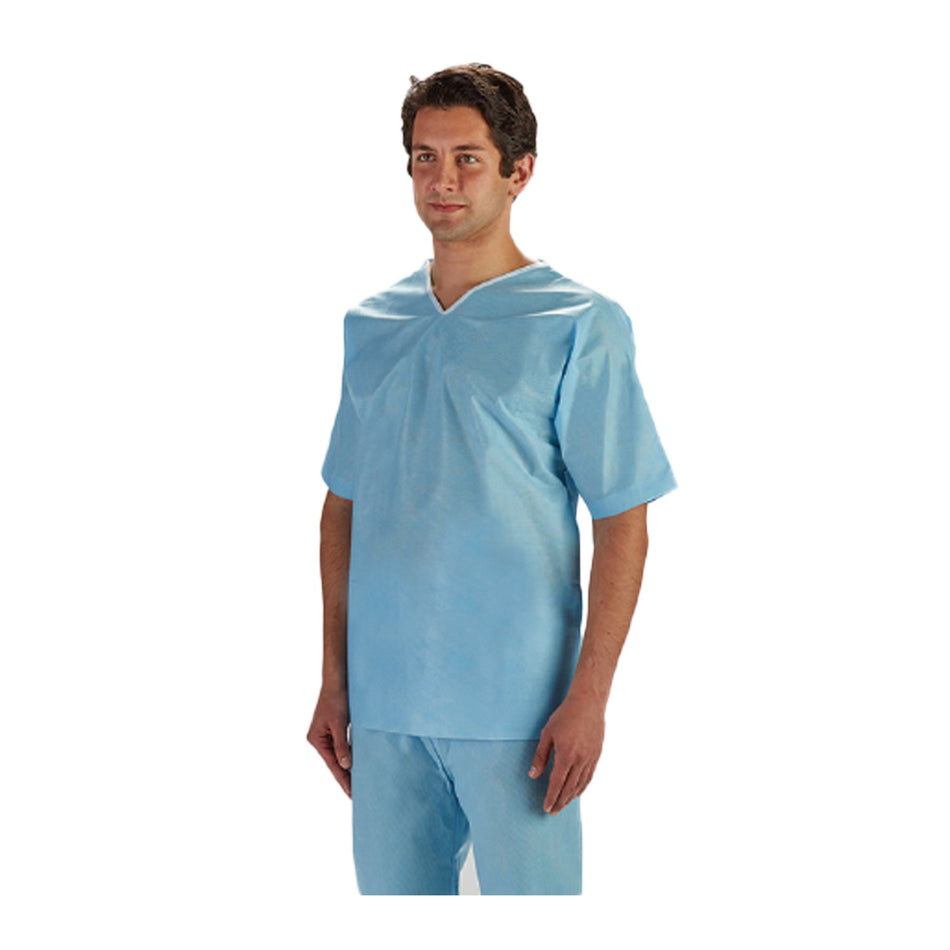 Scrub Shirt Large Light Blue Without Pockets Short Sleeve Unisex