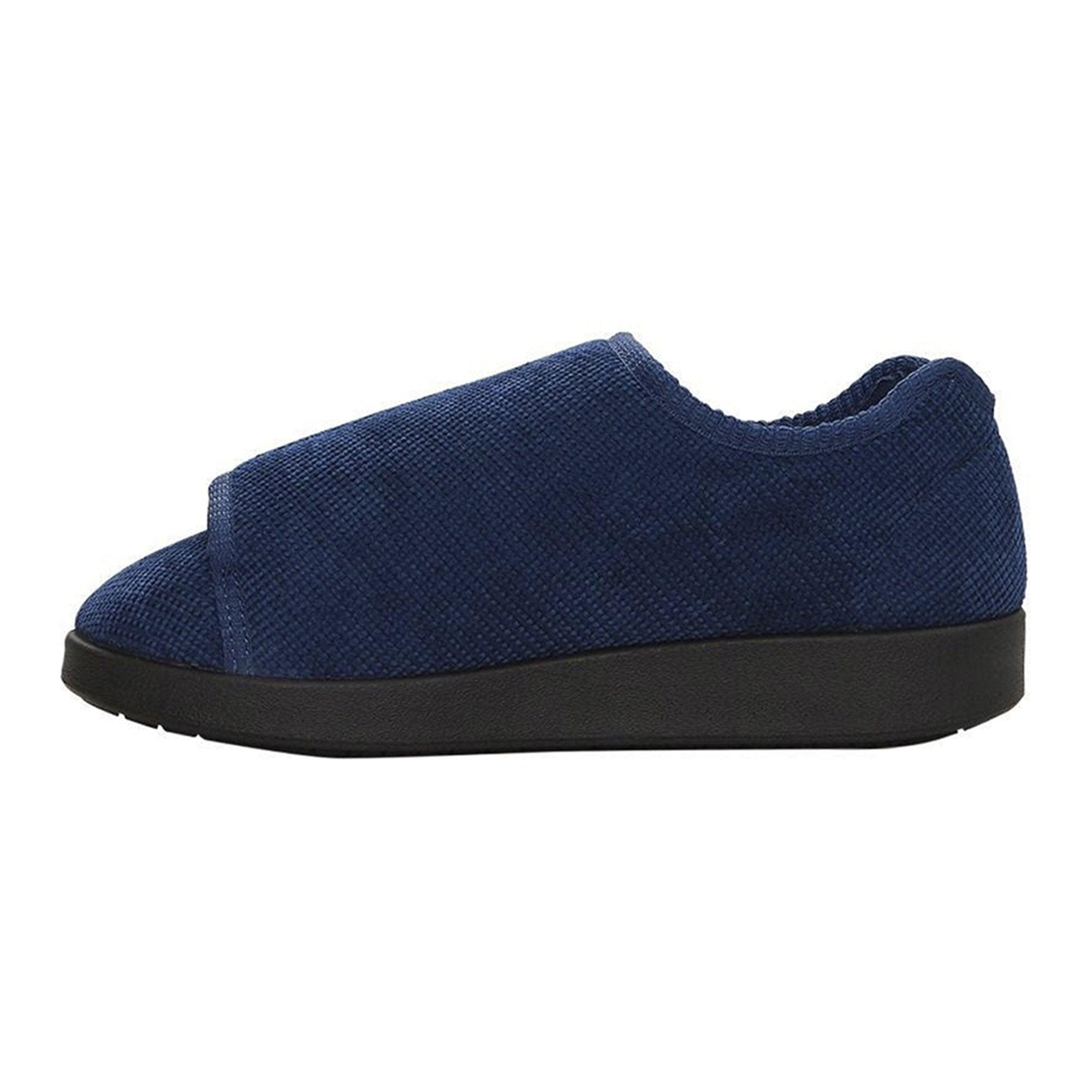Silverts® Women's Double Extra Wide Easy Closure Slippers, Navy Blue, Size 8