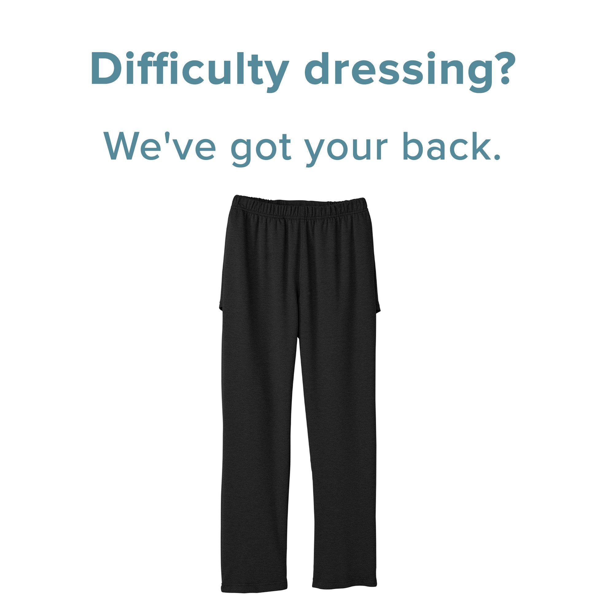 Silverts® Open Back Adaptive Pants, X-Large, Black