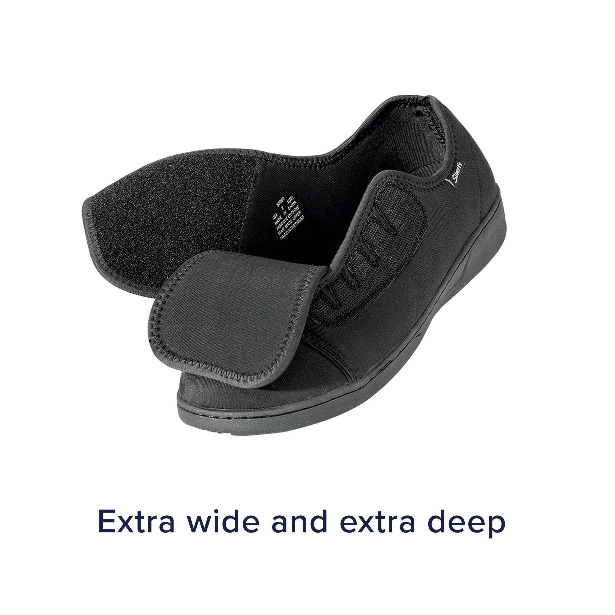 Silverts® Ultra Comfort Flex Hook and Loop Closure Shoe, Size 12, Black