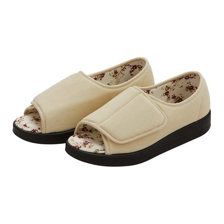 Silverts® Women's Indoor/Outdoor Extra Wide Open Toe Shoes, Beige, Size 12