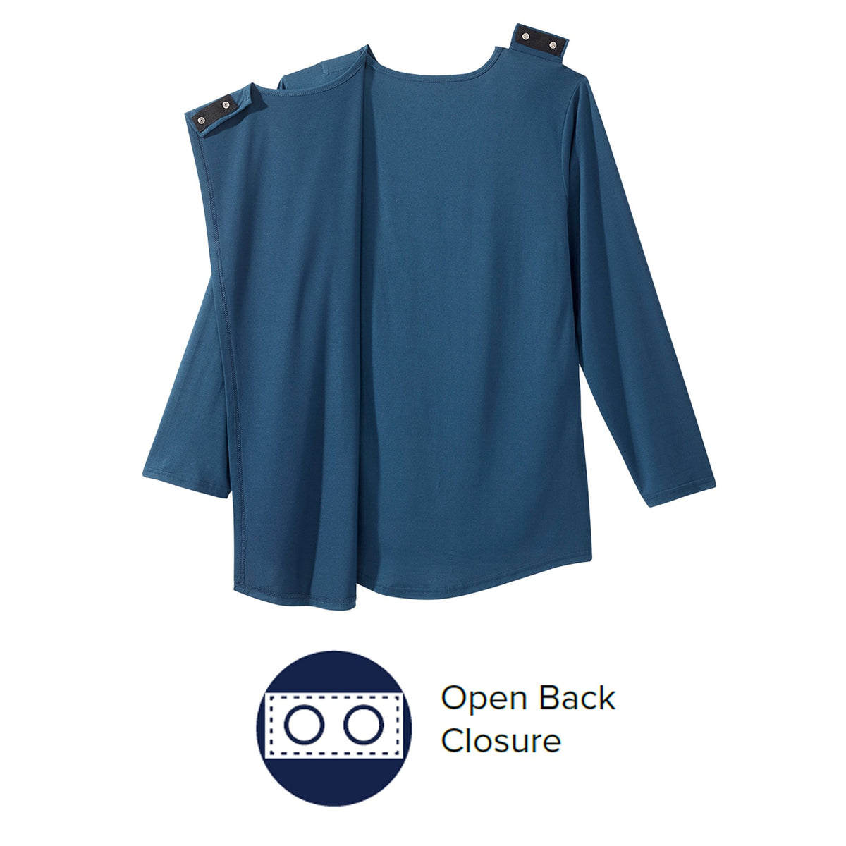 Adaptive Shirt Silverts® X-Large Navy Blue Without Pockets Long Sleeve Female