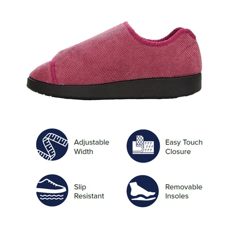 Silverts® Women's Double Extra Wide Easy Closure Slippers, Dusty Rose, Size 11