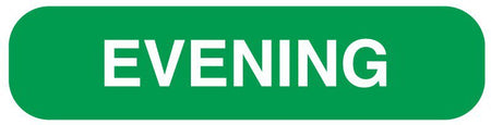 Pre-Printed Label UAL™ Auxiliary Label Green Paper Evening White Medication Instruction 3/8 X 1-5/8 Inch
