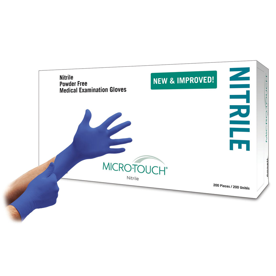 Exam Glove Micro-Touch® Nitrile Large NonSterile Nitrile Standard Cuff Length Textured Fingertips Blue Chemo Tested